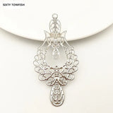 100pcs 73*33mm Antique Bronze Gold White K Metal Filigree Flower Slice Charms
