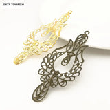 100pcs 73*33mm Antique Bronze Gold White K Metal Filigree Flower Slice Charms