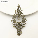 100pcs 73*33mm Antique Bronze Gold White K Metal Filigree Flower Slice Charms