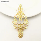 100pcs 73*33mm Antique Bronze Gold White K Metal Filigree Flower Slice Charms