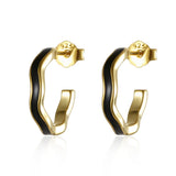 925 Silver Circle Wave Shape Hoop Earrings for Women Girls