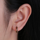925 Silver Circle Wave Shape Hoop Earrings for Women Girls