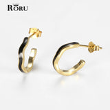925 Silver Circle Wave Shape Hoop Earrings for Women Girls