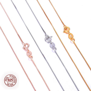 925 Sterling Silver Box Chain Necklace for Pendant, Fine Jewelry Men Women