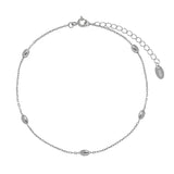 925 Sterling Silver Anklet for Women Geometric Ellipse Ball Foot Chain YMA046