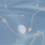 925 Sterling Silver Anklet for Women Geometric Ellipse Ball Foot Chain YMA046
