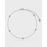 925 Sterling Silver Anklet for Women Geometric Ellipse Ball Foot Chain YMA046