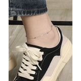 925 Sterling Silver Anklet for Women Geometric Ellipse Ball Foot Chain YMA046