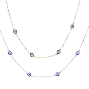 925 Silver Evil Eye Charm Necklace for Women