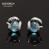 925 Silver Snake Earrings with Zircon Ball Retro Gothic Jewelry