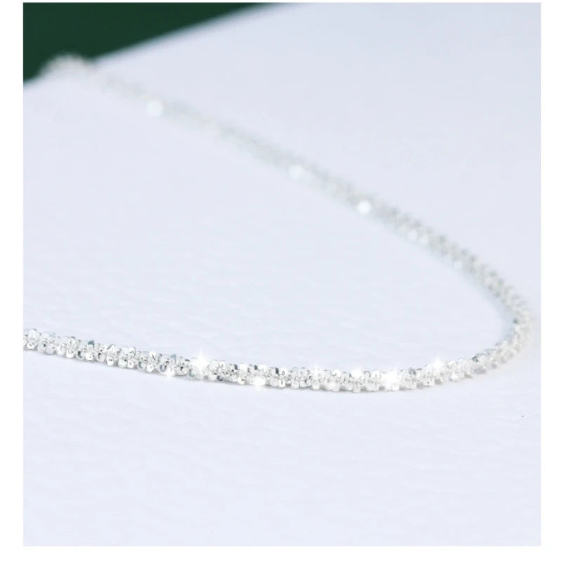 925 Sterling Silver Gypsophila Chain Necklace Platinum Plated
