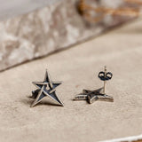 925 Sterling Silver Star Stud Earrings Punk Earring Jewelry Gift