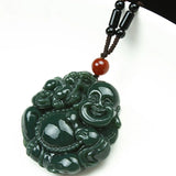 Natural Jade Lucky Maitreya Buddha Necklace Pendant