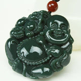 Natural Jade Lucky Maitreya Buddha Necklace Pendant