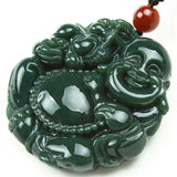 Natural Jade Lucky Maitreya Buddha Necklace Pendant