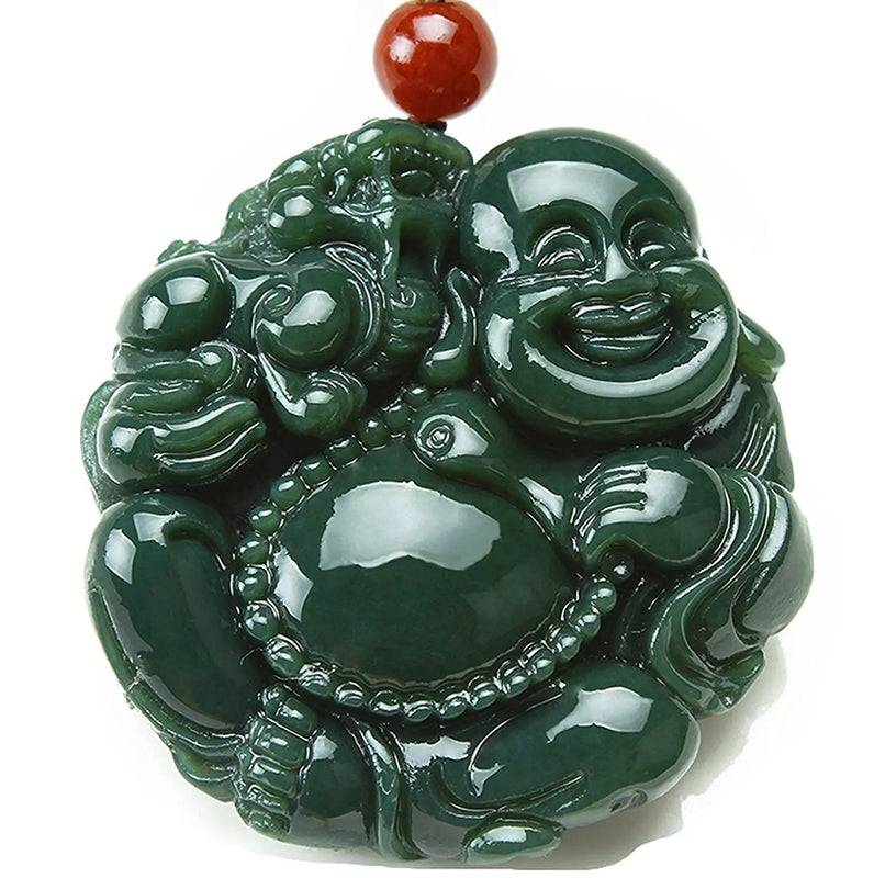 Natural Jade Lucky Maitreya Buddha Necklace Pendant