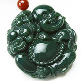 Natural Jade Lucky Maitreya Buddha Necklace Pendant