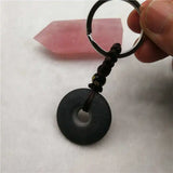 Bianshi Natural Stone Carved Keychain Men Women Jewelry
