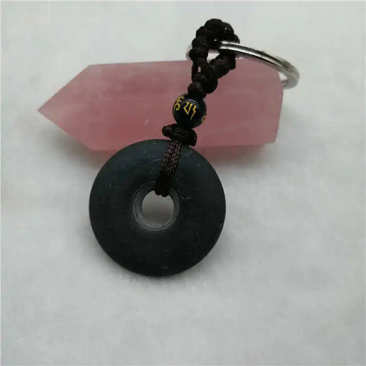 Bianshi Natural Stone Carved Keychain Men Women Jewelry