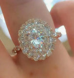 18K Rose Quartz 3 Carats Oval Ring Wedding Jewelry