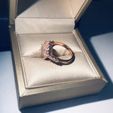 18K Rose Quartz 3 Carats Oval Ring Wedding Jewelry