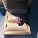 18K Rose Quartz 3 Carats Oval Ring Wedding Jewelry
