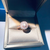 18K Rose Quartz 3 Carats Oval Ring Wedding Jewelry