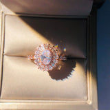18K Rose Quartz 3 Carats Oval Ring Wedding Jewelry