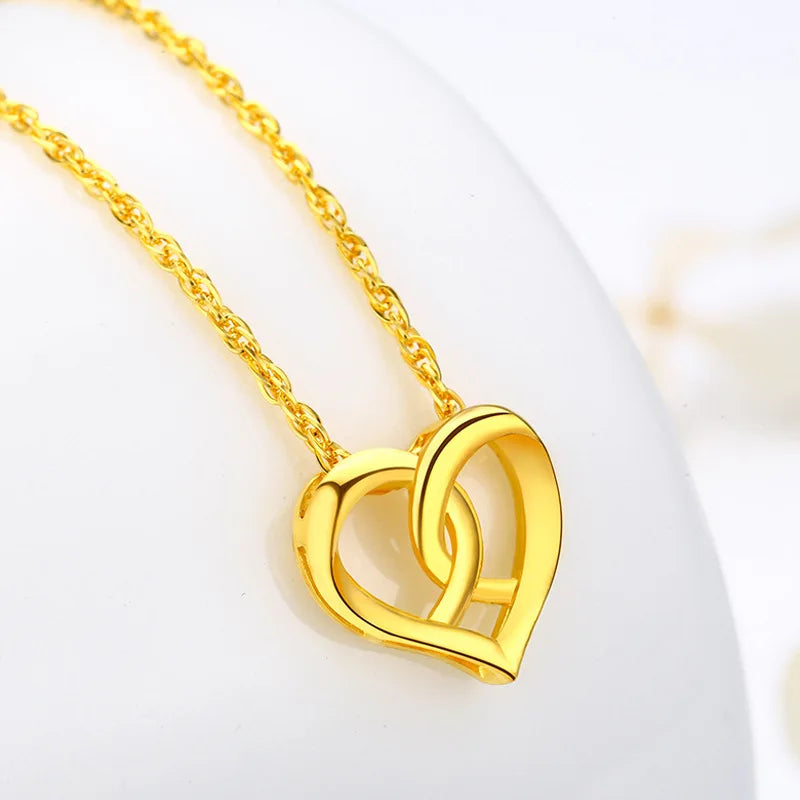 18k Yellow Necklace Romantic Heart 18k Jewelry