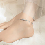 925 Silver Anklet Bracelet Leg Chain Women Jewelry Frosted Beads Adjustable Gift