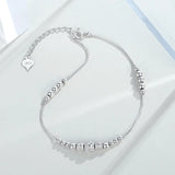 925 Silver Anklet Bracelet Leg Chain Women Jewelry Frosted Beads Adjustable Gift