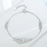 925 Silver Anklet Bracelet Leg Chain Women Jewelry Frosted Beads Adjustable Gift