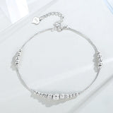 925 Silver Anklet Bracelet Leg Chain Women Jewelry Frosted Beads Adjustable Gift