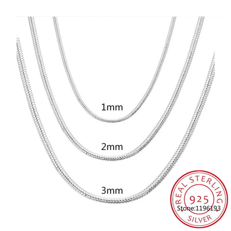 925 Silver Snake Chain Necklace For Men Women