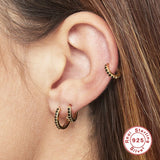 925 Silver Zircon Ear Hoop Earrings Set
