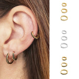 925 Silver Zircon Ear Hoop Earrings Set
