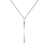 Real 925 Silver Chain Clavicle Necklace Geometric Rectangle Pendant