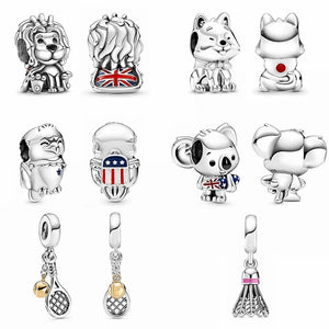 925 Silver Lion Bead Charm Pendant for Bracelet Necklace DIY Jewelry