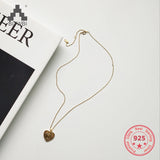 925 Silver Geometric Heart Necklace Pendant Charm
