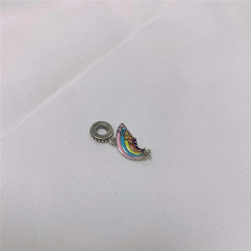 925 Silver Rainbow Dangle Pendant for Bracelets Necklaces