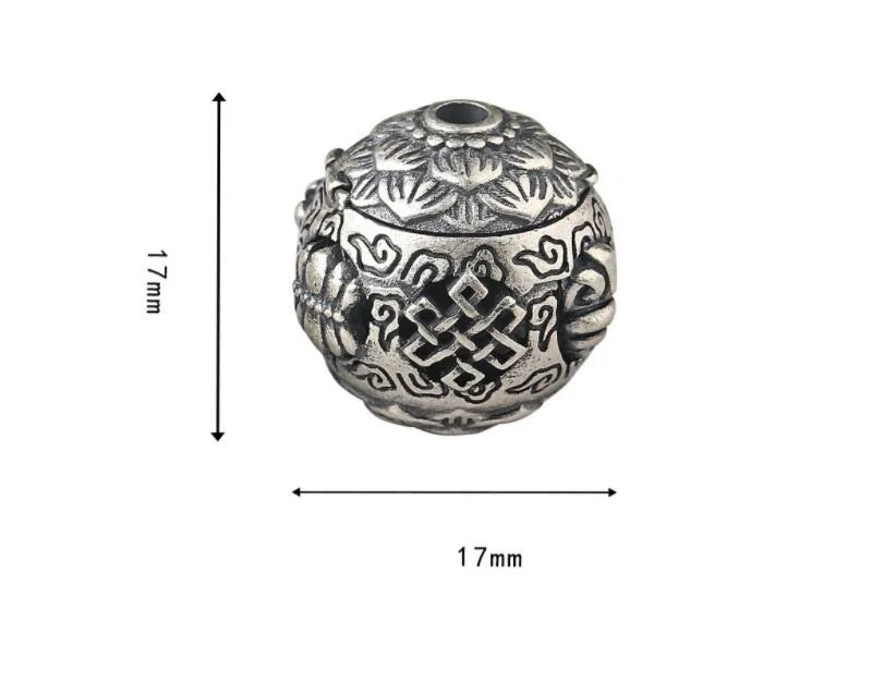 925 Silver Tibetan Babao Beads Sterling Buddhist Symbols DIY Jewelry