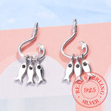 925 Silver Fish Hook Dangle Earrings Women Unique Fishing Jewelry