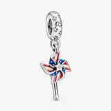 925 Silver Pinwheel Dangle Charm Beads for Bracelet Jewelry
