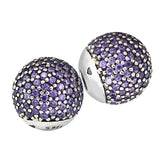 925 Silver Bead Charms Purple CZ Open Bangle Caps for Bracelet Making