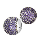 925 Silver Bead Charms Purple CZ Open Bangle Caps for Bracelet Making