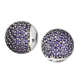 925 Silver Bead Charms Purple CZ Open Bangle Caps for Bracelet Making
