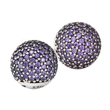 925 Silver Bead Charms Purple CZ Open Bangle Caps for Bracelet Making