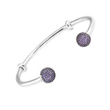 925 Silver Bead Charms Purple CZ Open Bangle Caps for Bracelet Making