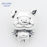 925 Sterling Silver Flying Pig Charm for Pandora Bracelets