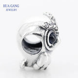 925 Sterling Silver Sparkling Owl Charm for Pandora Bracelets